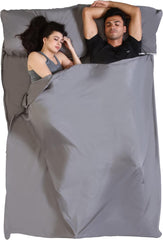 Tough Outdoors front view of XL sleeping bag liner showing full-length zipper and roomy fit