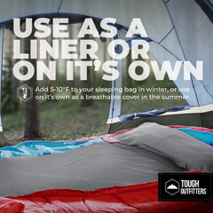 Tough Outdoors zipper close-up showing easy-access full-length zip for quick entry