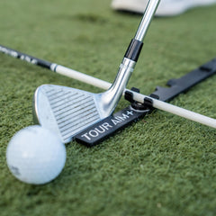 Tour Aim close-up of integrated tee holder ensuring stable practice tee
