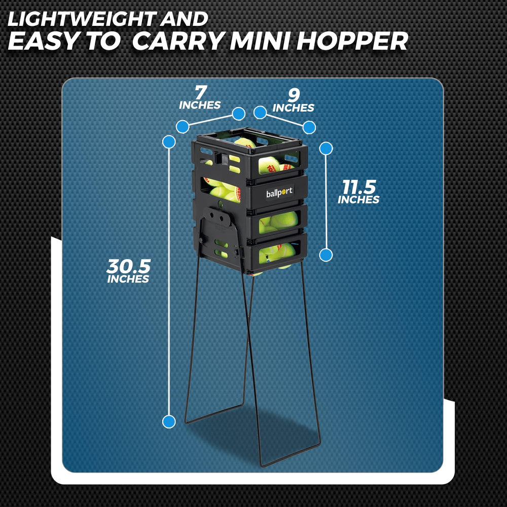 Tourna mini ballport top sliding bars open to dispense balls quickly
