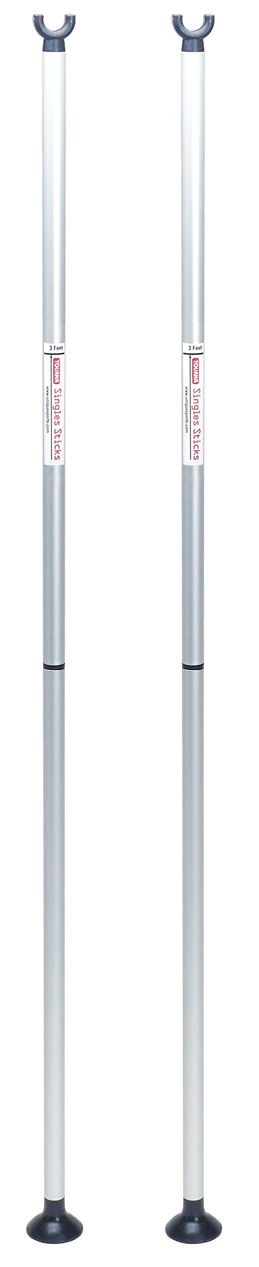 Tourna single sticks front view chrome showing complete pair and portability benefit