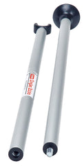 Tourna single sticks beside a tennis racket showing compact size advantage
