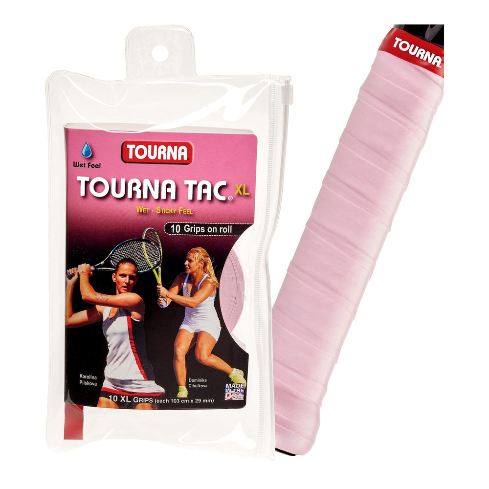 Tourna Tac front pack pink showing ten XL grips and benefits