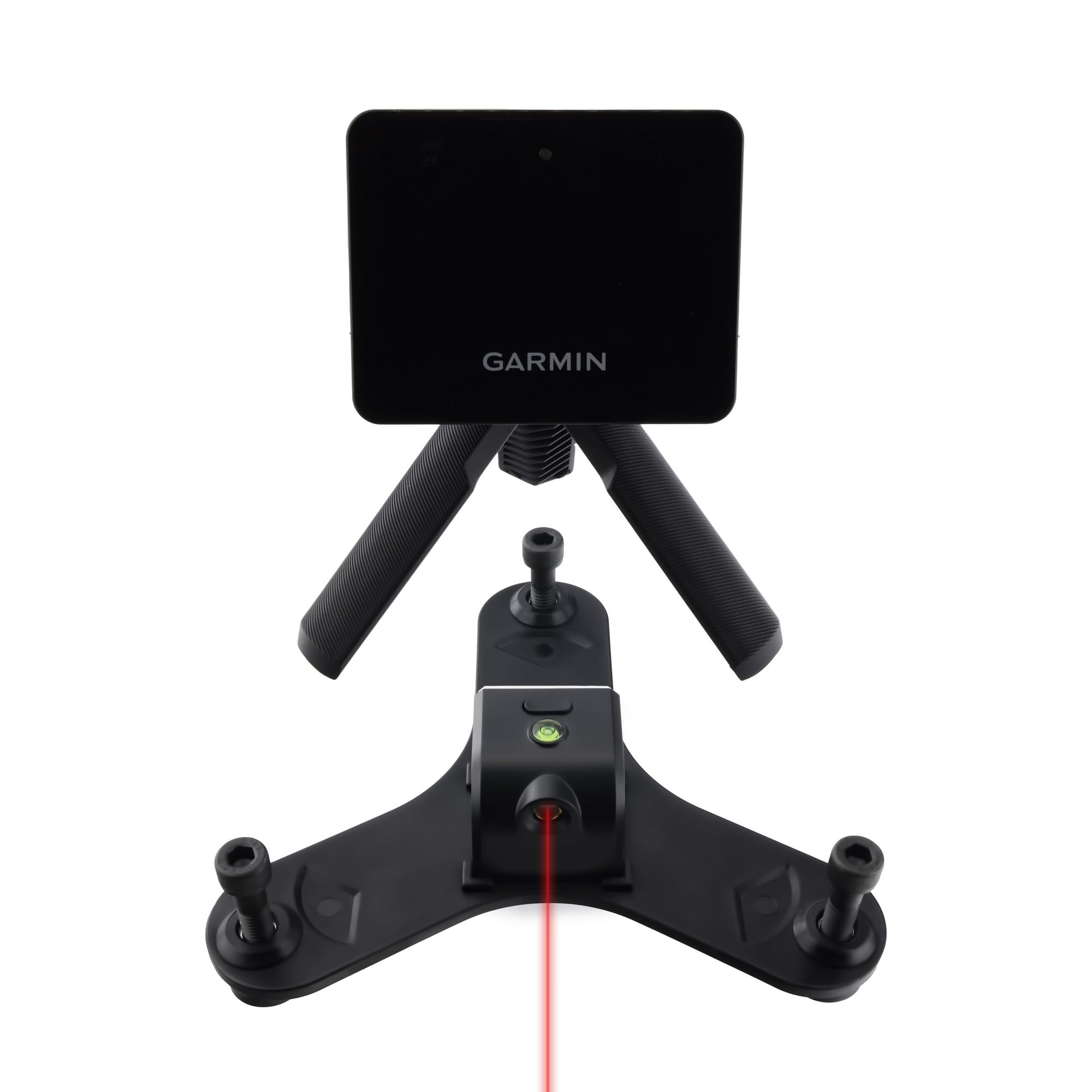 Tower Golf front view of alignment stand showing sturdy injection molded nylon and secure R10 placement benefit: stable readings