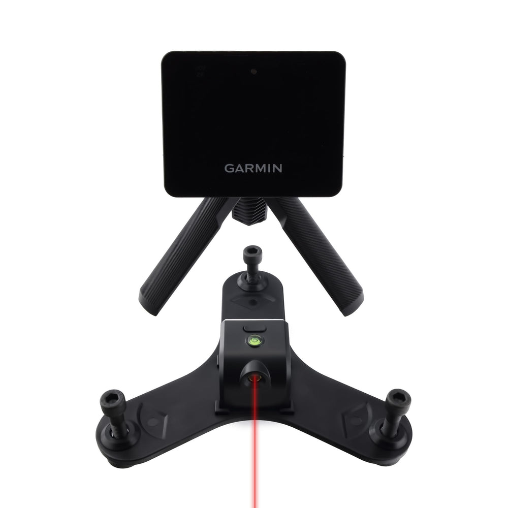 Tower Golf front view of alignment stand showing sturdy injection molded nylon and secure R10 placement benefit: stable readings