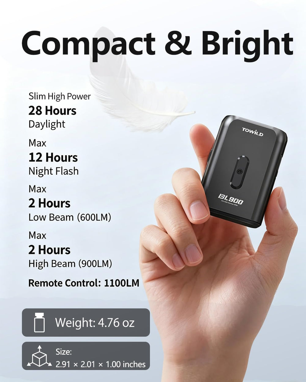 towild BL900 held in hand size comparison showing compact portable benefit
