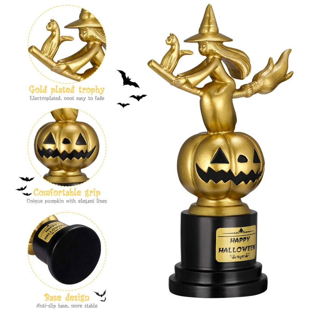 Toyvian close-up of resin witch and pumpkin figure highlighting fine detail and charm