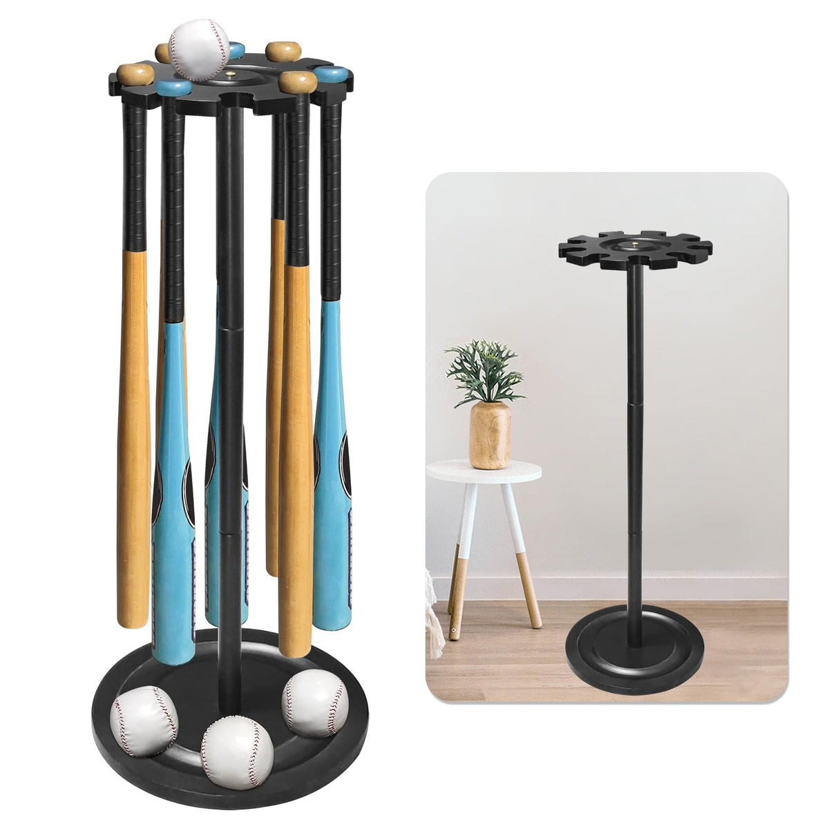 TP front view of bat rack showing organized bats and tidy storage benefit