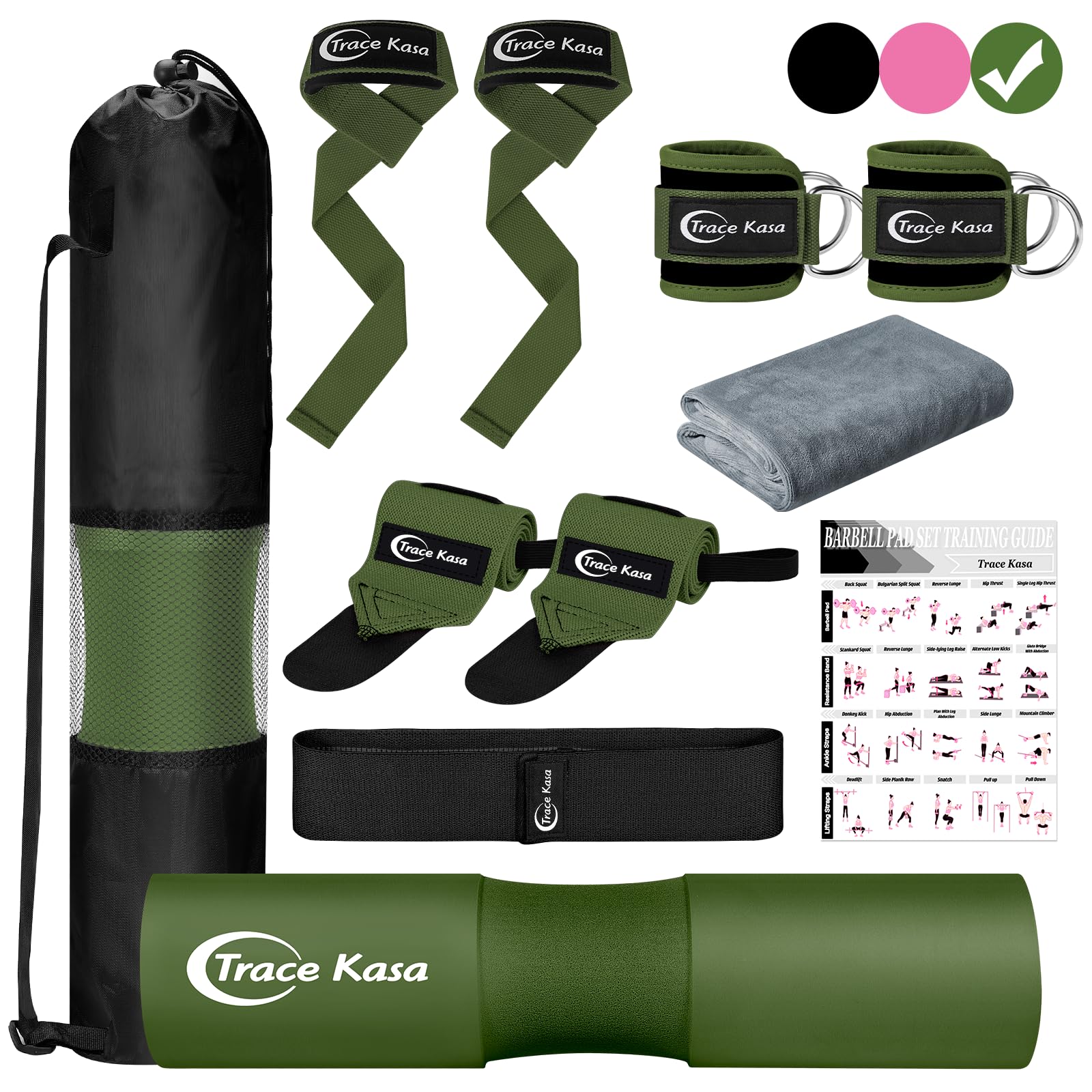 TRACE KASA barbell pad front view showing ergonomic cushioning for comfort