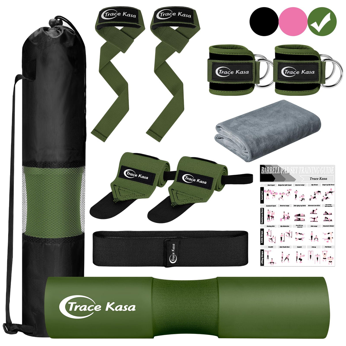 TRACE KASA barbell pad front view showing ergonomic cushioning for comfort