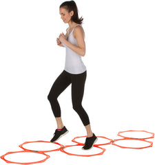 Trademark Innovations six orange hexagonal rings packed in carry bag for easy transport