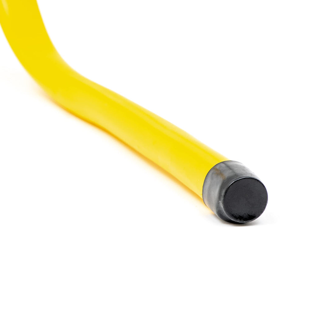 Trademark Innovations hurdles beside an athlete's foot showing compact 6-inch training scale