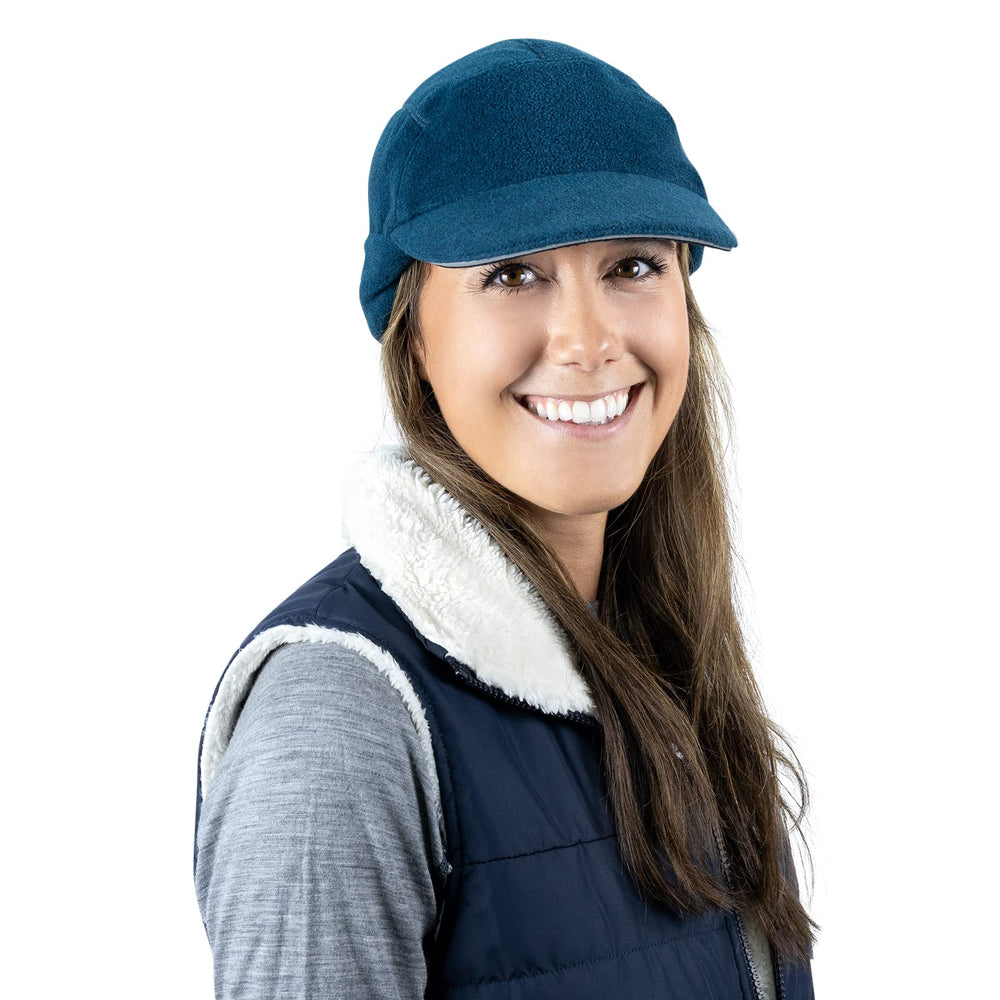 TrailHeads worn by hiker demonstrating ponytail compatibility and all-day warmth