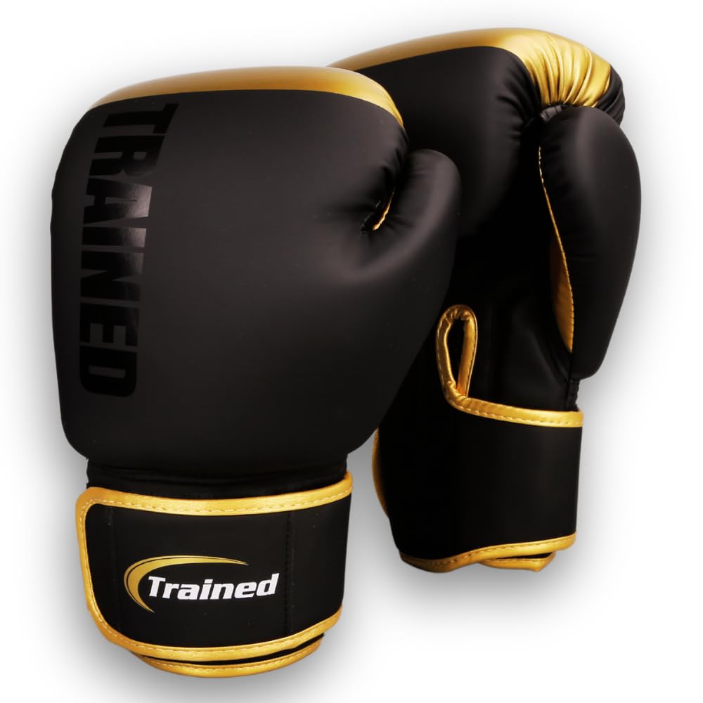 Trained gloves front view in gold and black showing stylish protection