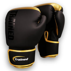 Trained gloves front view in gold and black showing stylish protection
