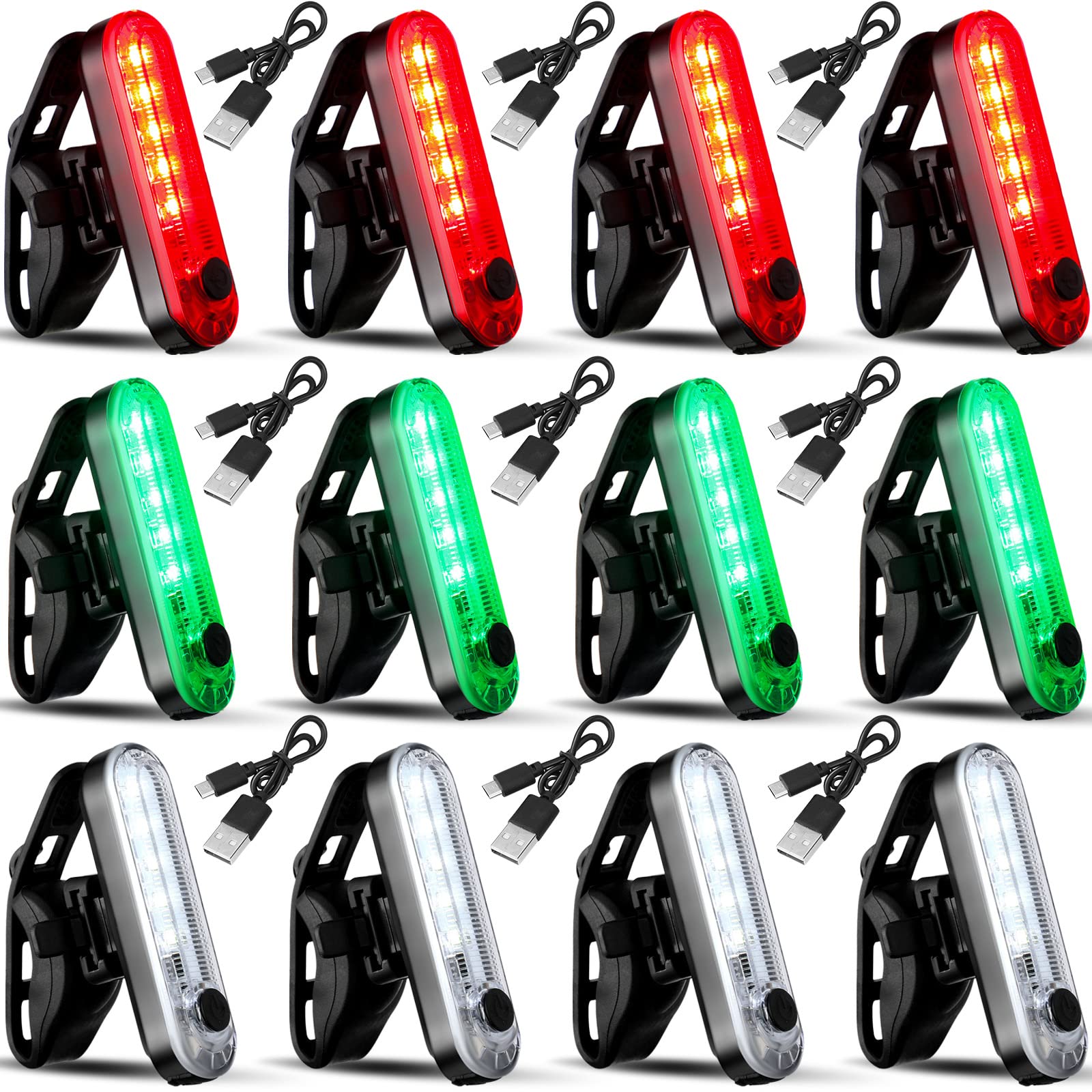 Treela front-view of full 12-piece kayak light kit showing colors and compact design for easy visibility