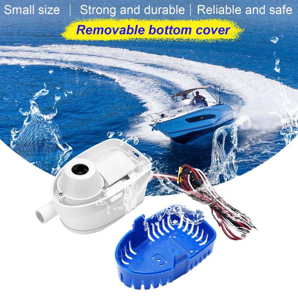 Treela pump beside ruler showing compact dimensions for easy bilge placement