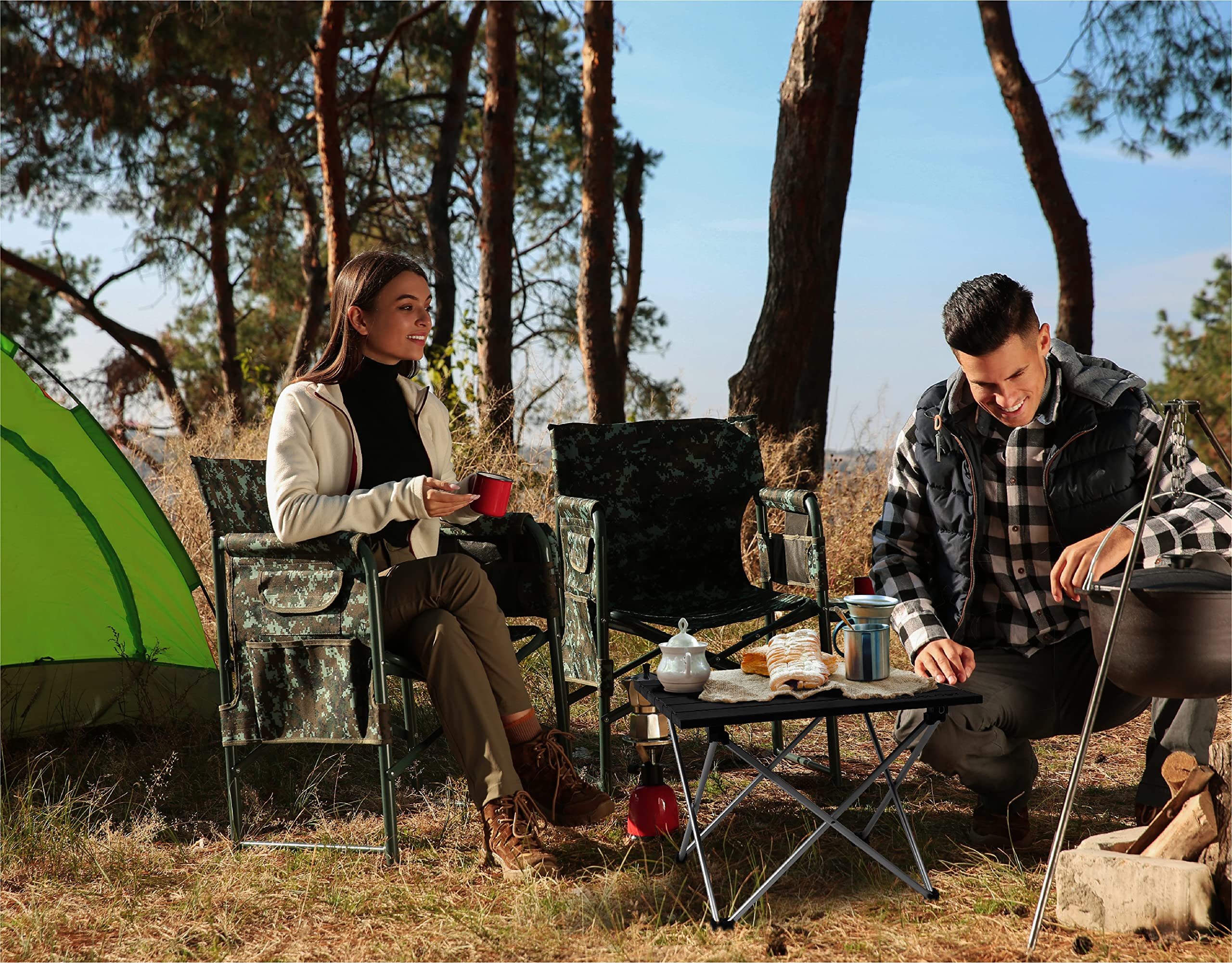 TREKOLOGY low table beside camping chair showing comfortable height for sitting
