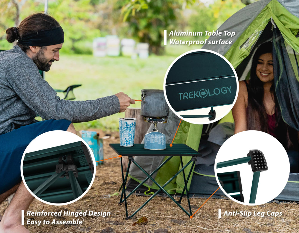 TREKOLOGY TALU leg with anti-slip cap showing steady grip on uneven ground benefit