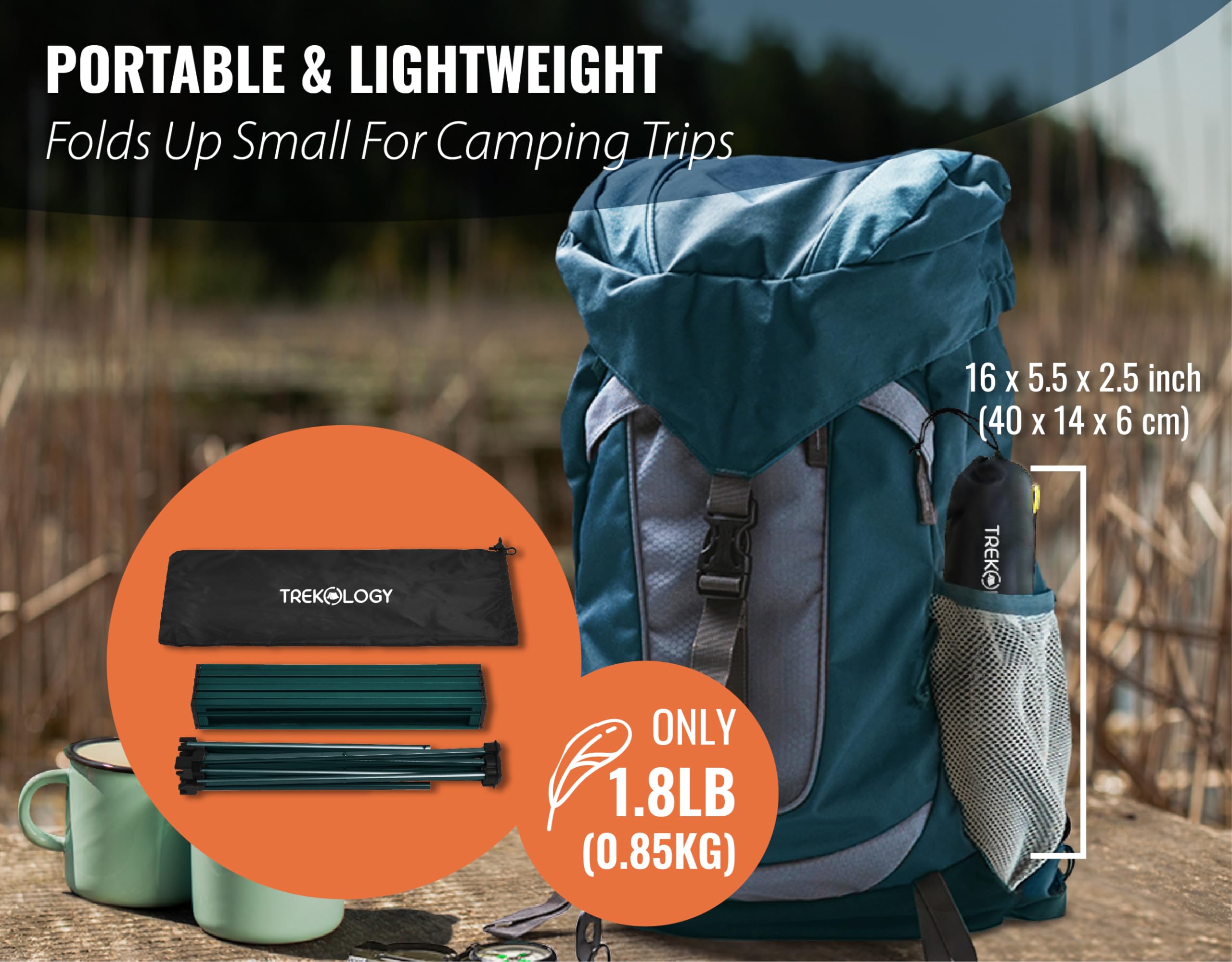 TREKOLOGY TALU tabletop close-up showing smooth surface and easy cleaning benefit