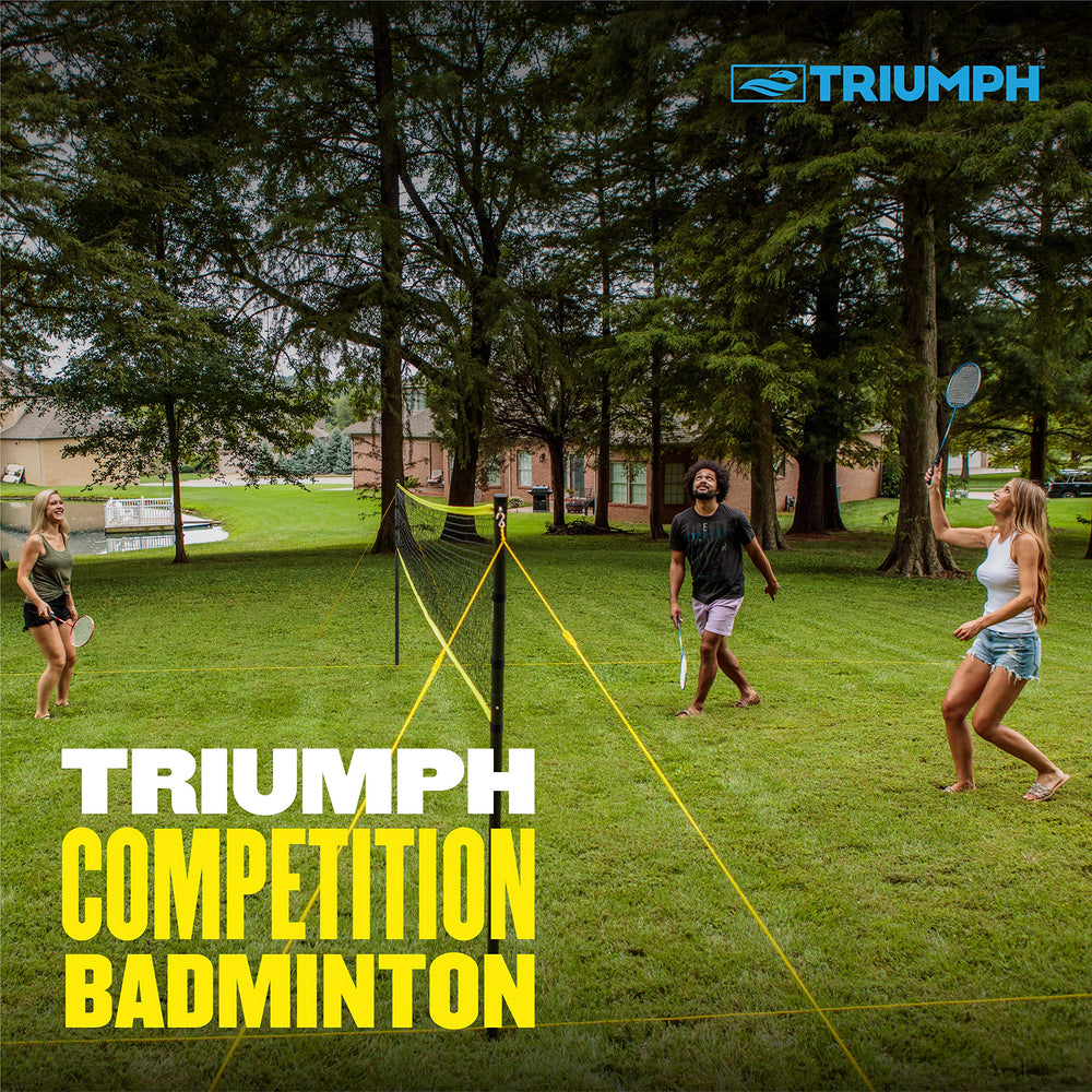 Triumph Sports pole and net close-up showing regulation height and stable tension