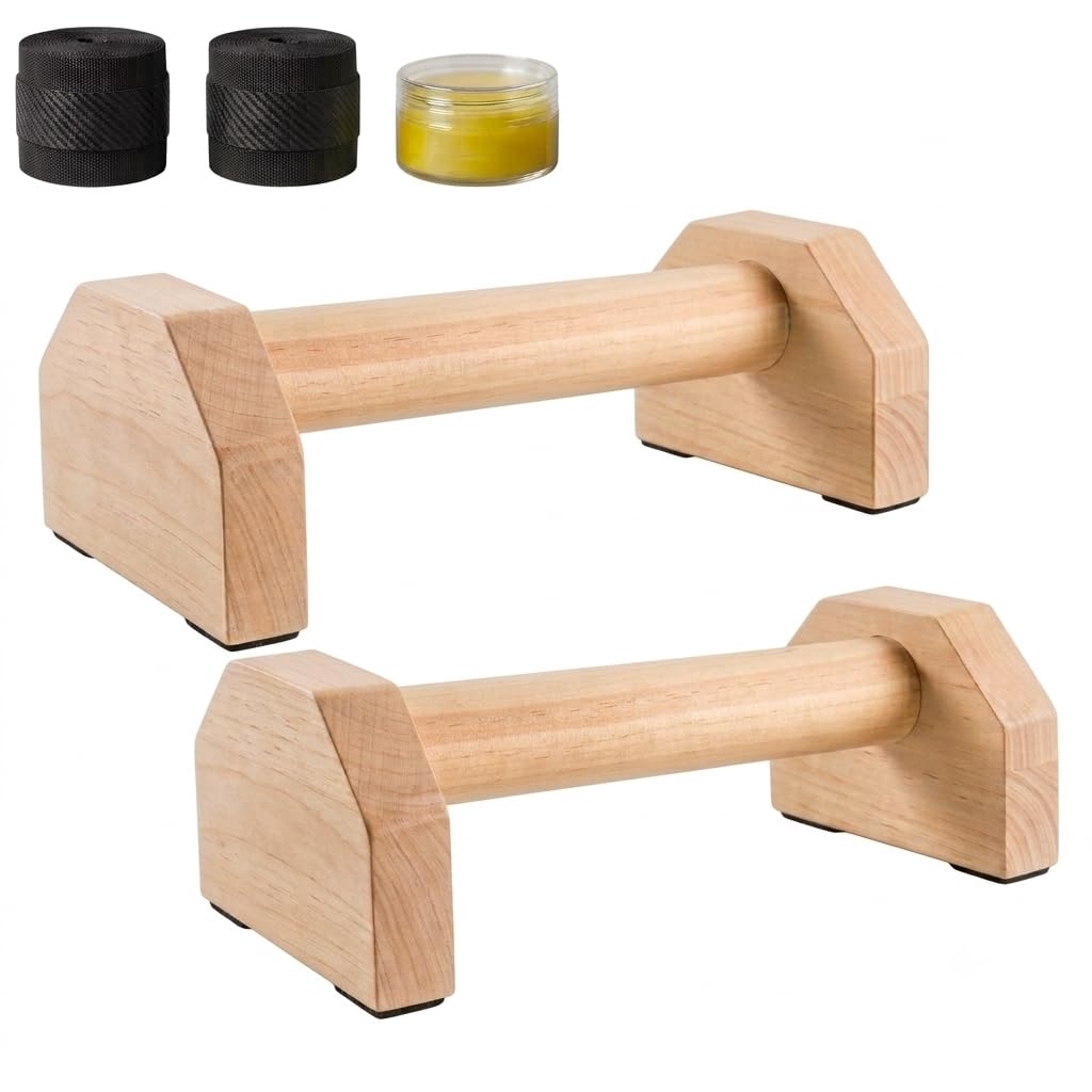 trlakepreble front view parallettes showing compact stable base and portability