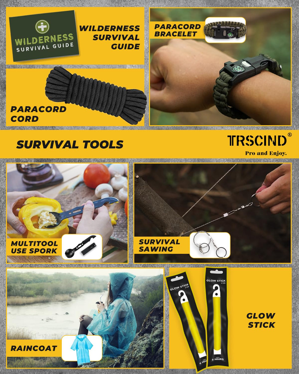TRSCIND arranged first-aid items like tourniquet and scissors for quick wound care