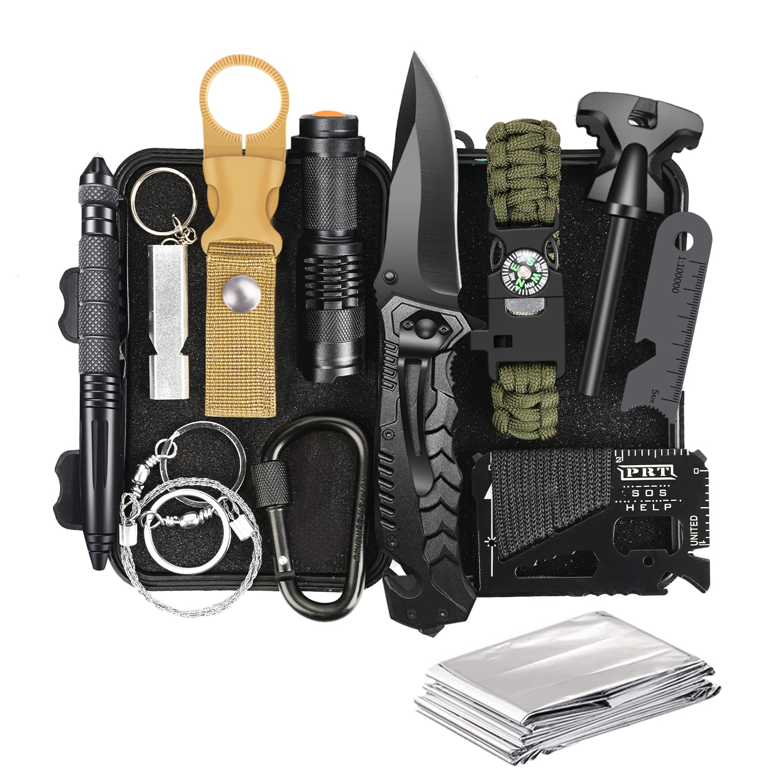 TRSCIND front packaging showing compact survival kit and features