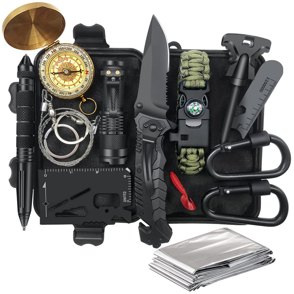 TRSCIND front packaging showing compact survival kit and durable case for gifting