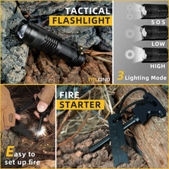 TRSCIND open case layout displaying organized 14-in-1 survival tools for quick access
