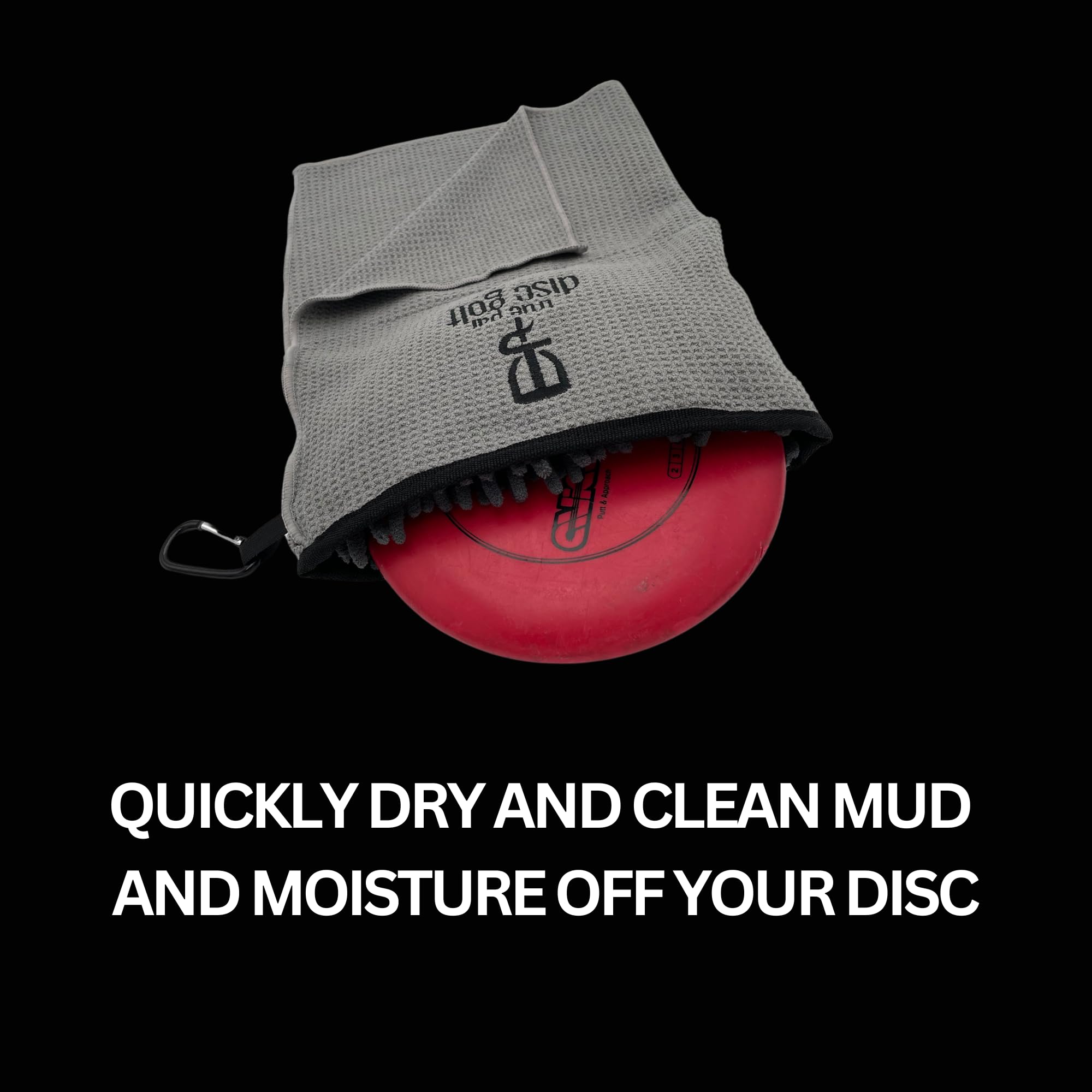 True Par towel next to a disc showing compact size for convenient carry