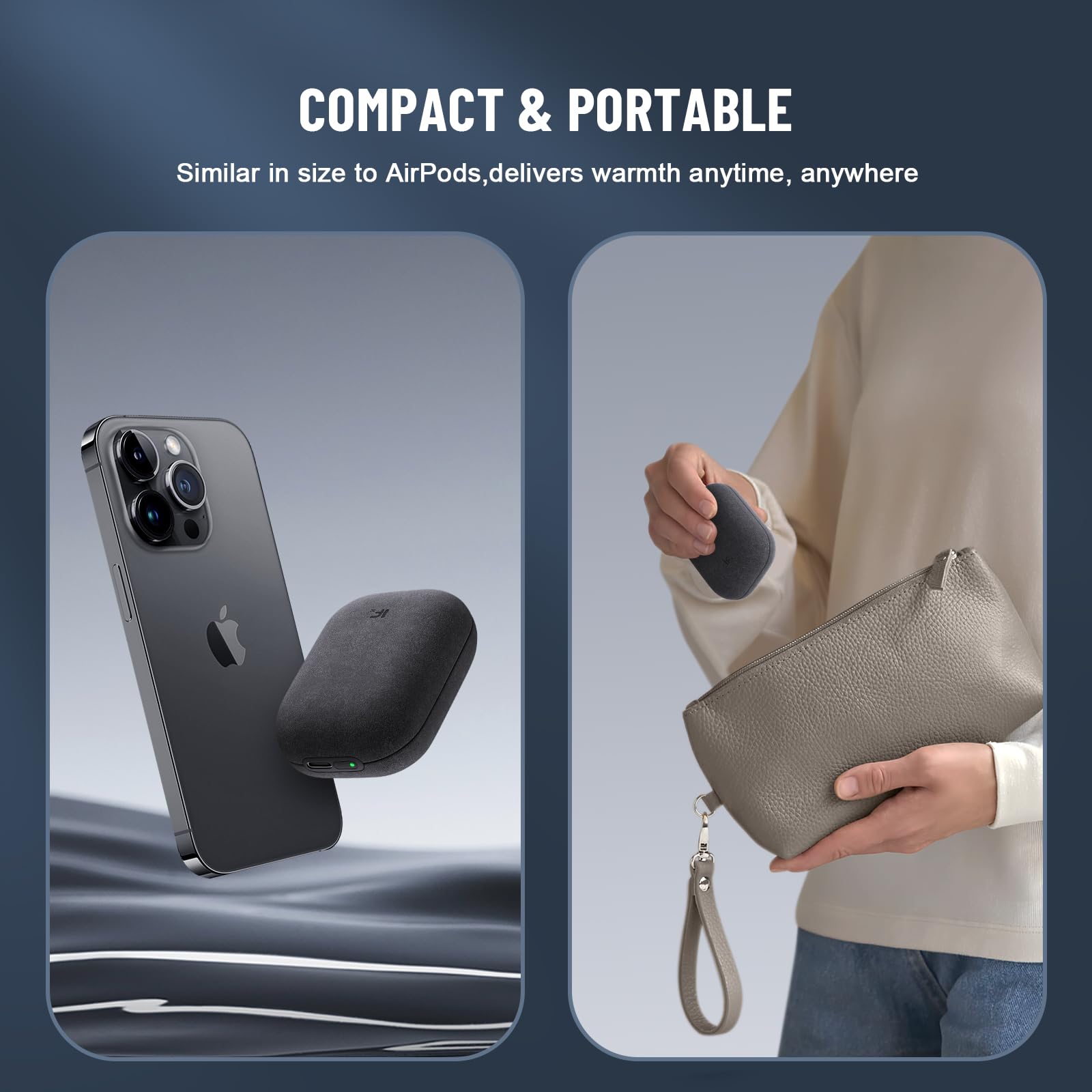 TRUNYEE hand warmer connected to smartphone showing backup charging convenience