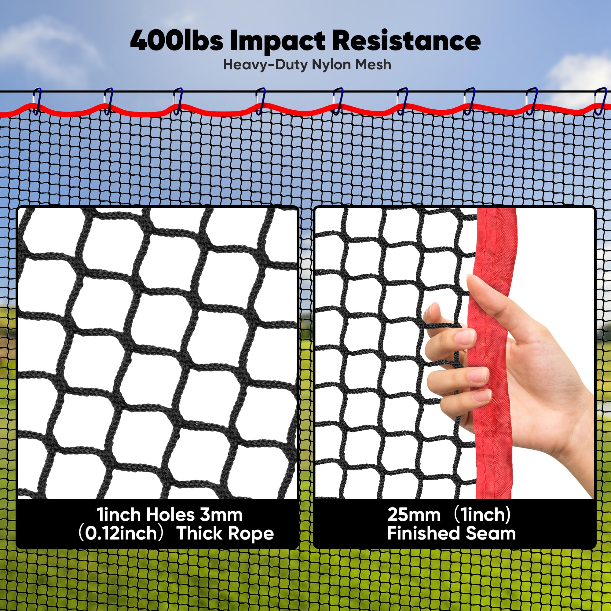 TUBAGOU net beside a person to show size options and real-world scale benefit