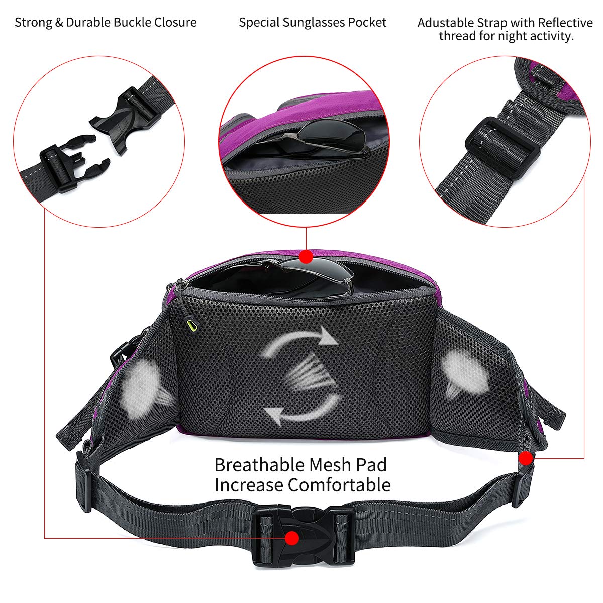 TUDEQU reflective webbing and breathable mesh padding for visibility and comfort