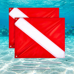 Tudomro front view of dive flag showing clear red and white design for visibility