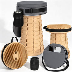 TUIKEN collapsible stool front view showing sturdy frame and seat for reliable support
