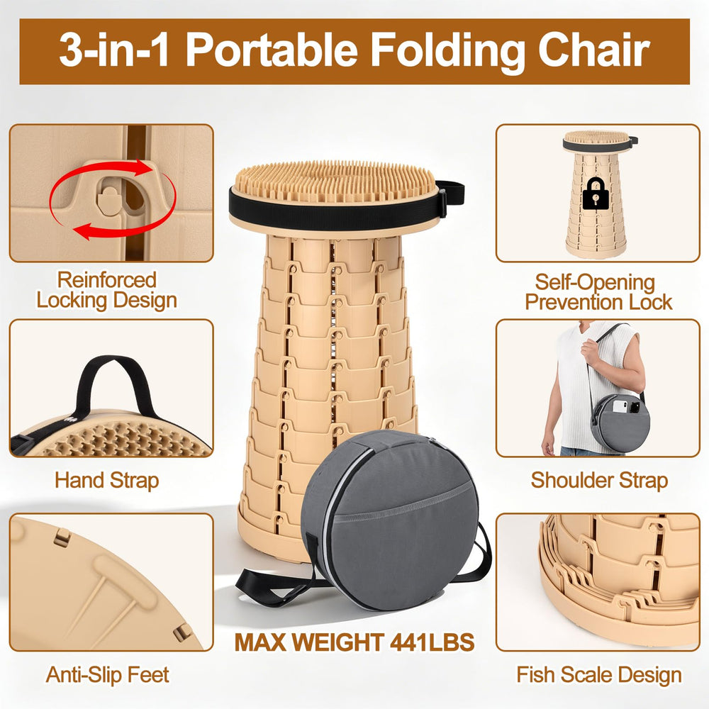 TUIKEN folded stool packed small for travel and easy storage convenience