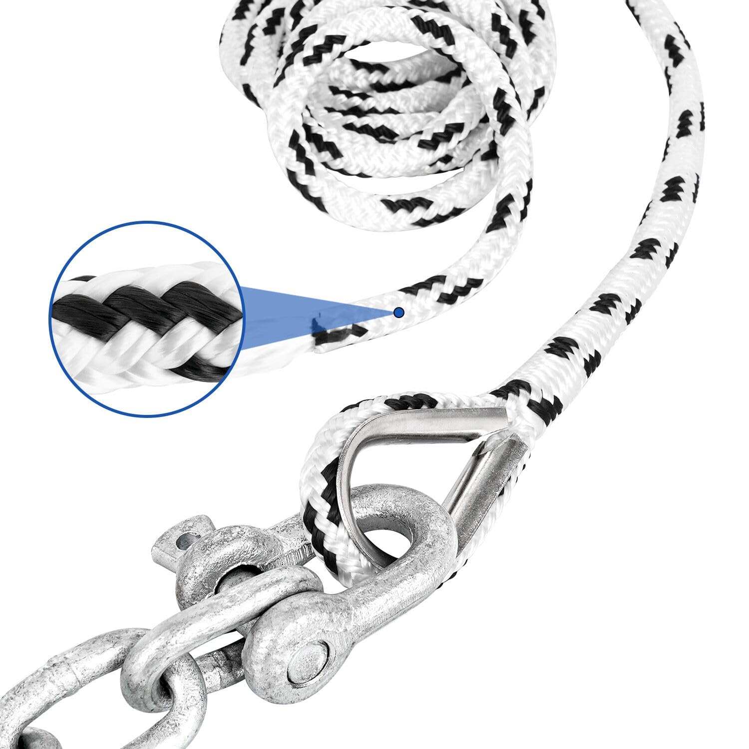 TUNORD chain and shackle detail showing corrosion resistance and secure link