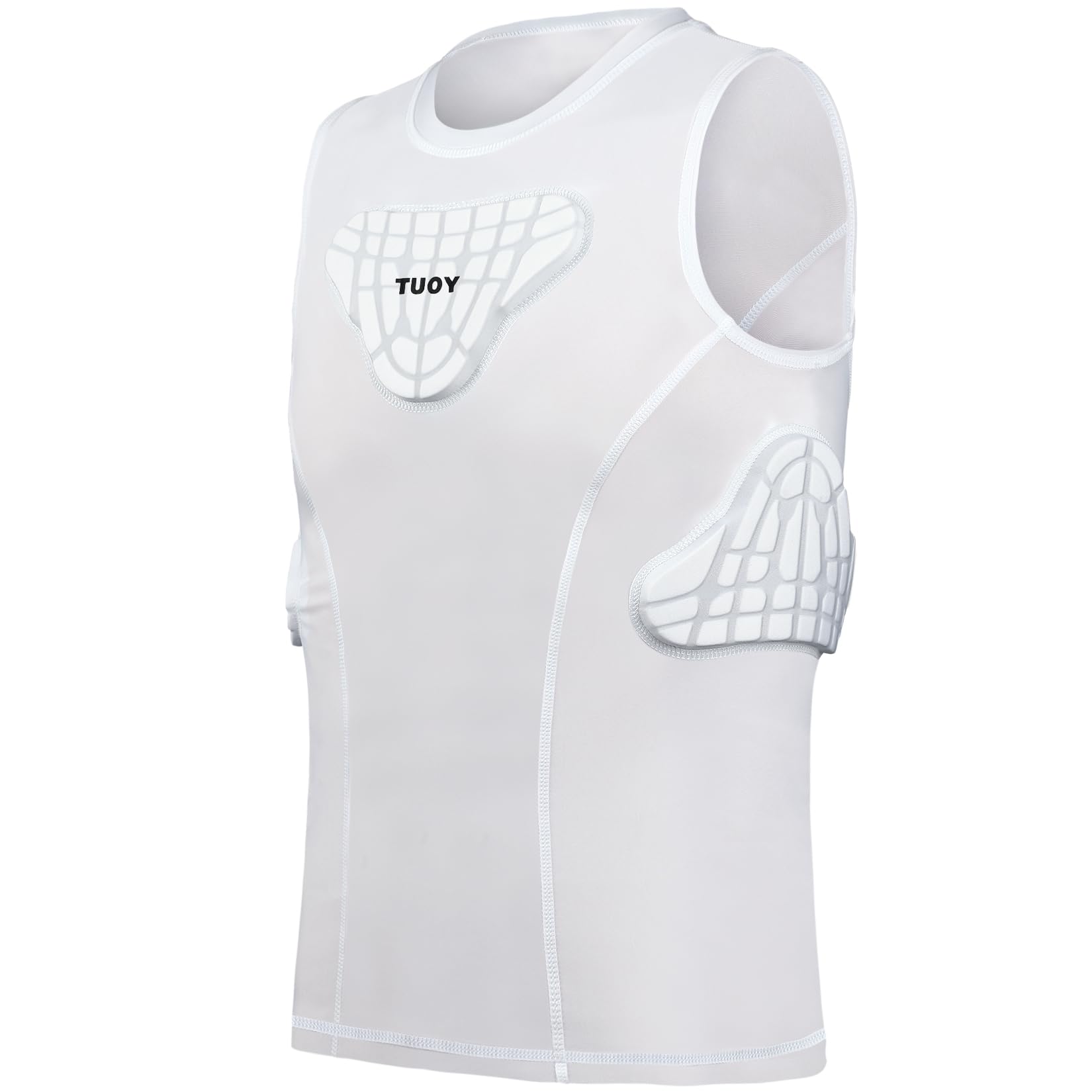 TUOY front view of medium padded shirt showing chest protection and comfortable fit