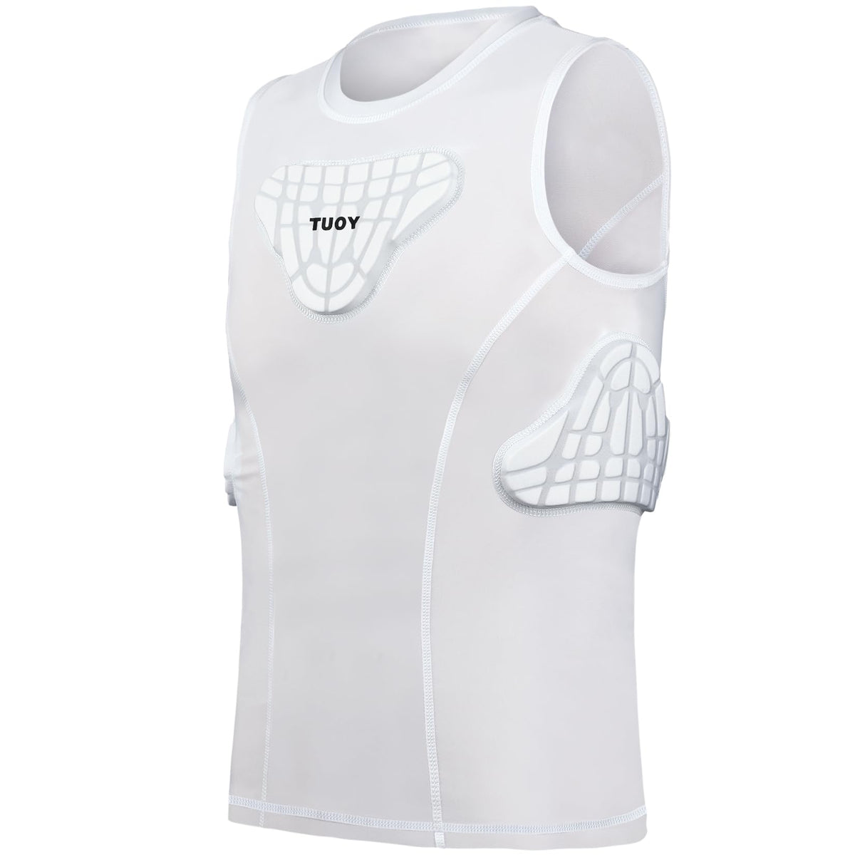 TUOY front view of medium padded shirt showing chest protection and comfortable fit