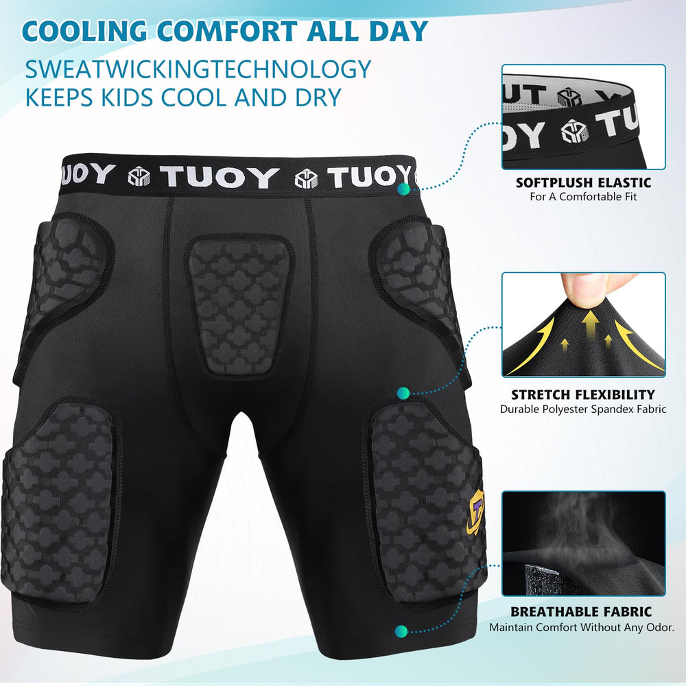 TUOY side profile showing hip pad position for impact coverage