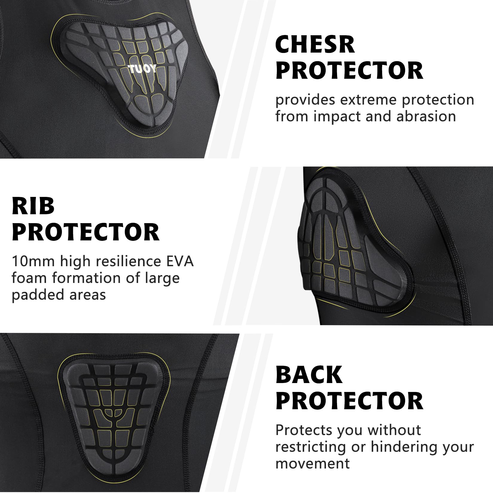 TUOYR back panel detail highlighting breathable fabric and ventilation benefit