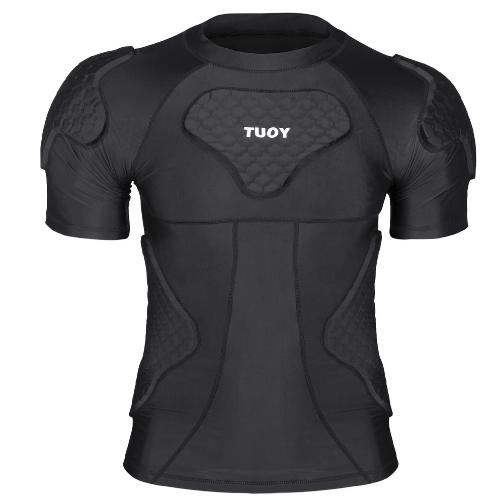TUOYR front view of padded shirt showing protective chest panels and comfort