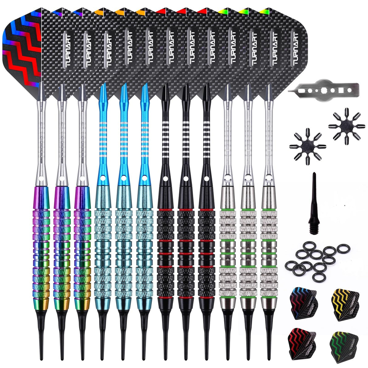 Turnart front packaging showing complete soft-tip darts kit and ready-to-play benefit