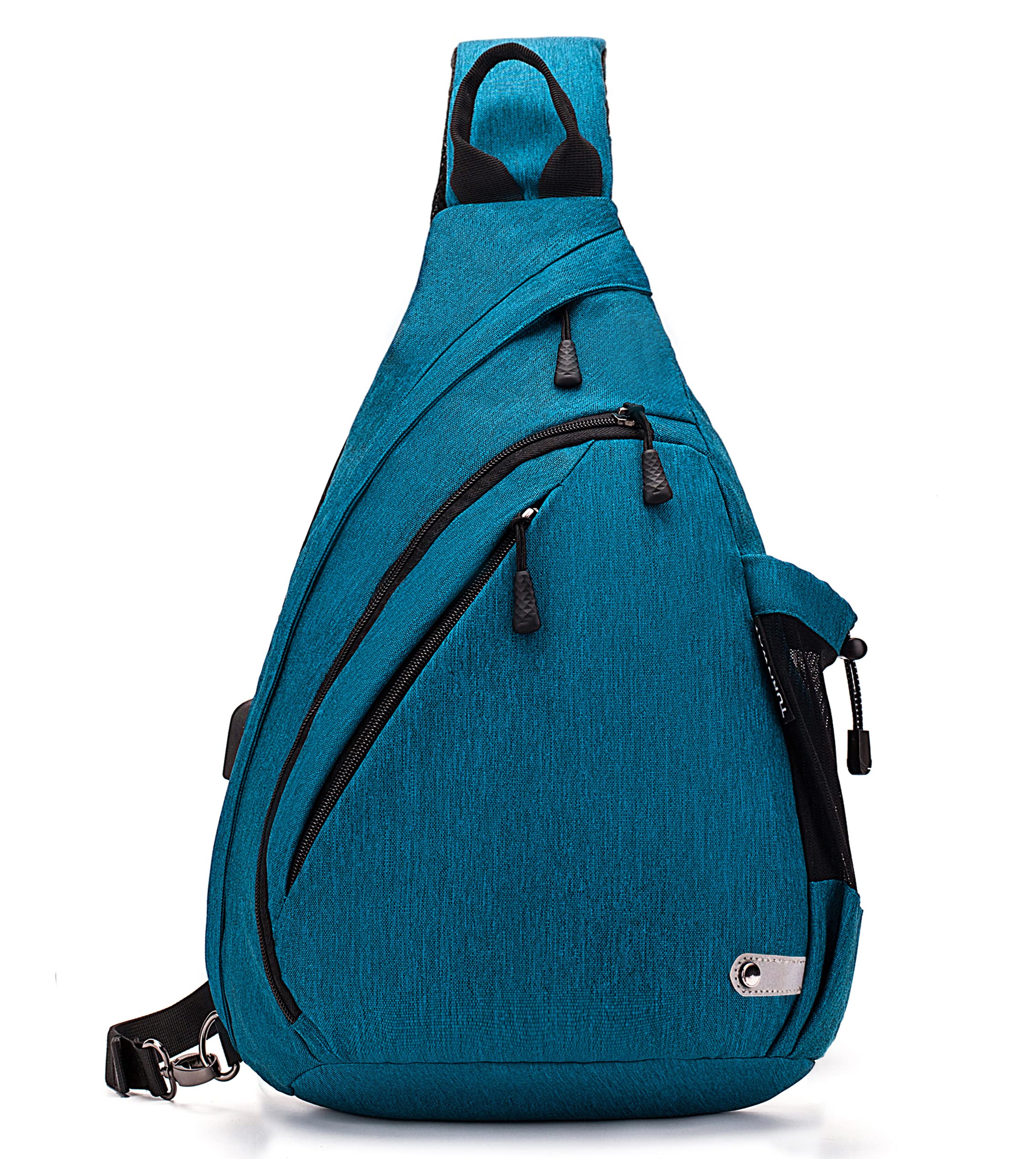 TurnWay front view showing organized pockets and weatherproof finish for easy access