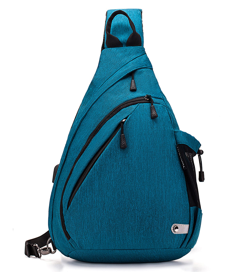 TurnWay front view showing organized pockets and weatherproof finish for easy access