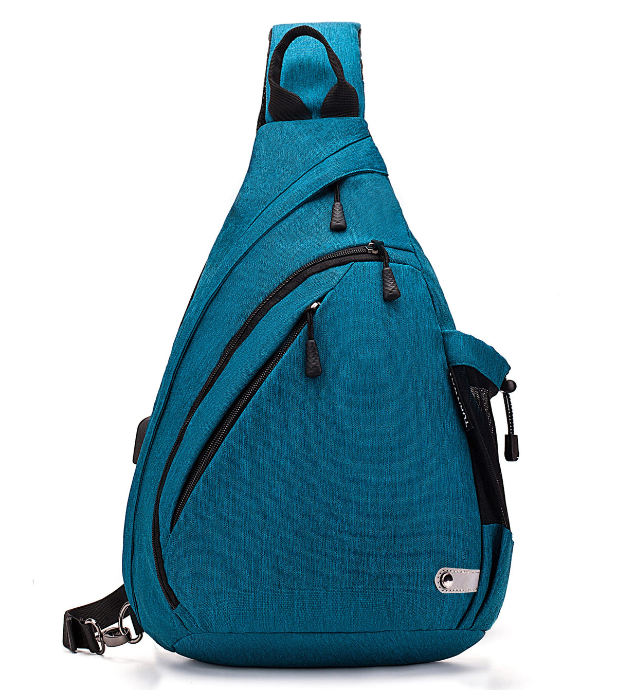 TurnWay front view showing organized pockets and weatherproof finish for easy access
