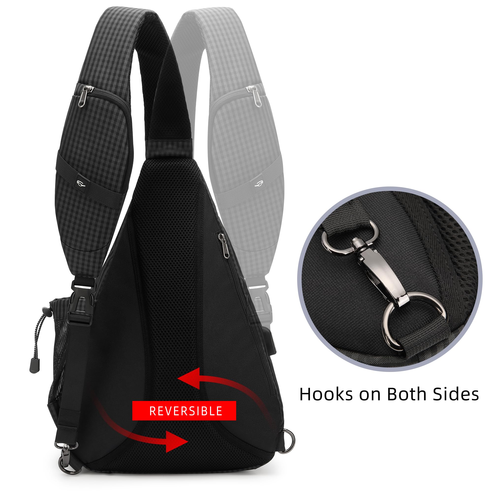 TurnWay sling worn by cyclist in urban setting for hands-free mobility benefit