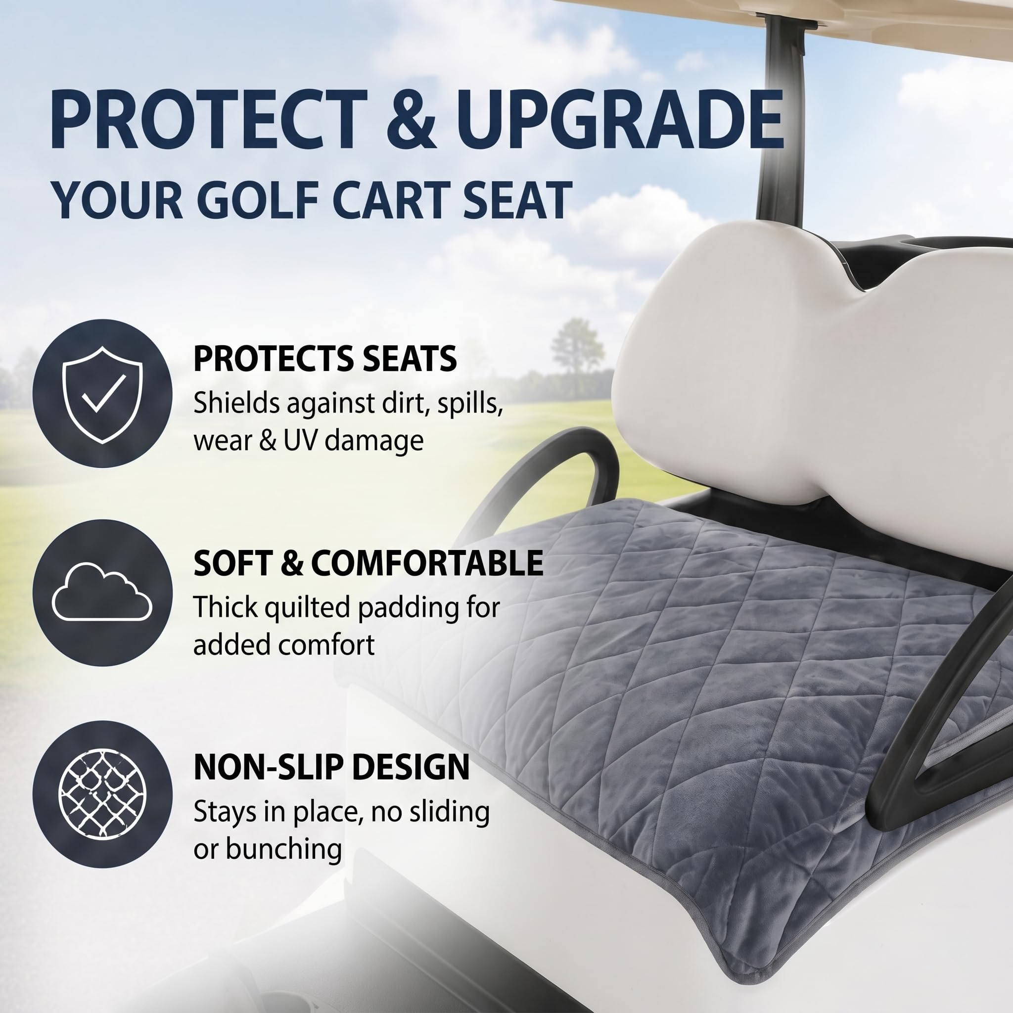 TUYUU installed on an EZGO cart demonstrating secure fit benefit