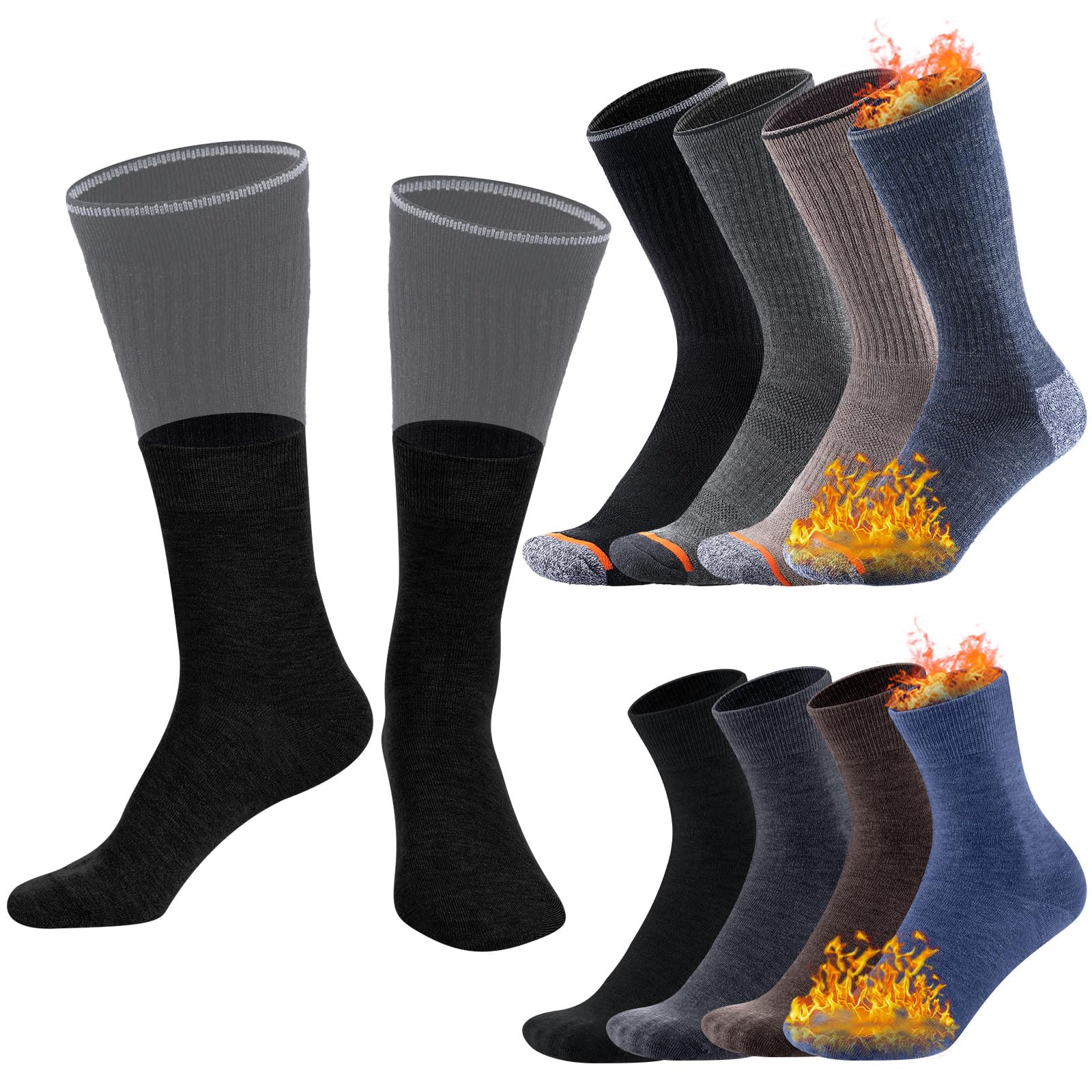 Twistover front packaging showing full 4-set wool sock kit and durable packaging benefits